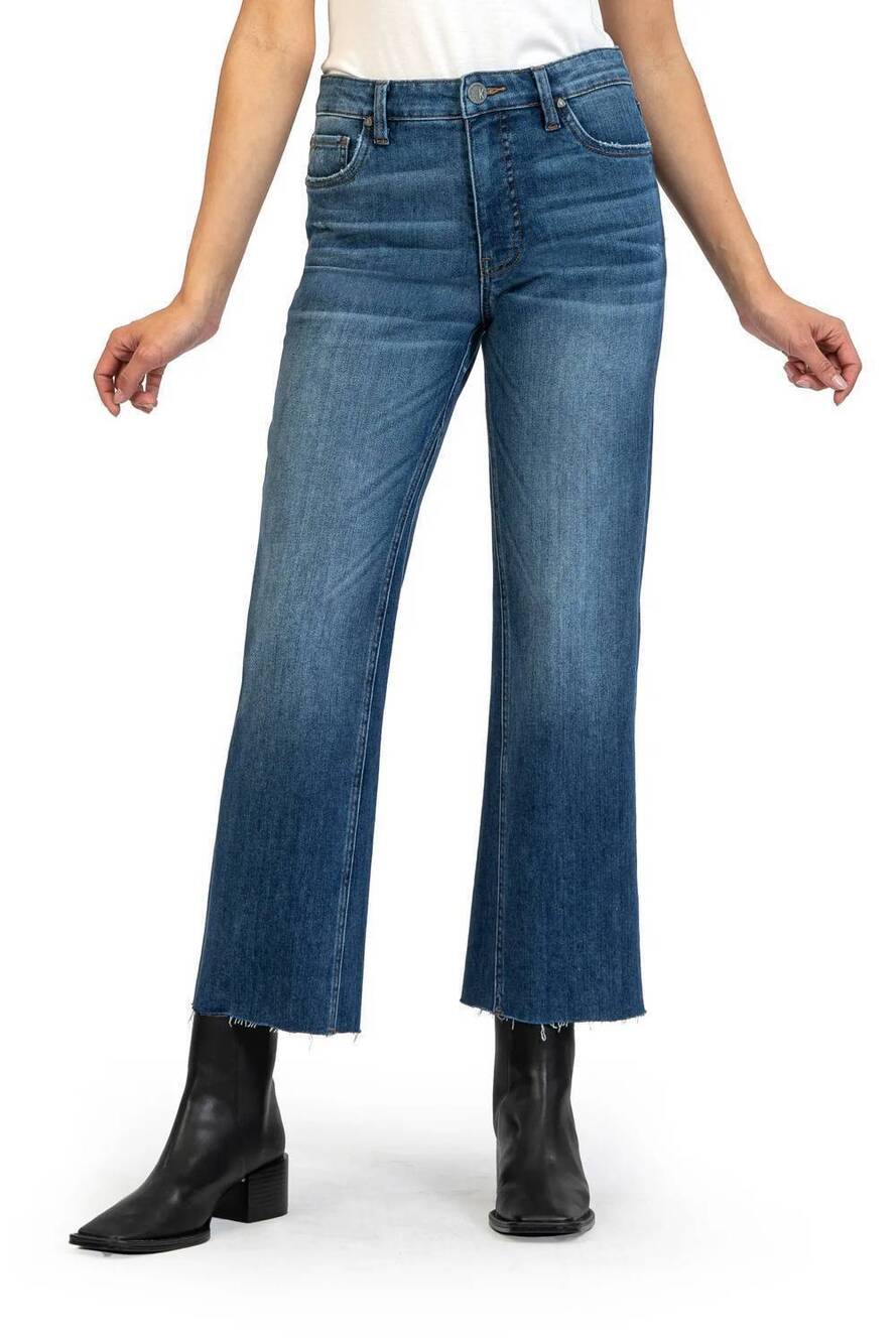 NEW KUT FROM THE KLOTH kelsey high rise fab ab ankle flare leg jeans in amaze